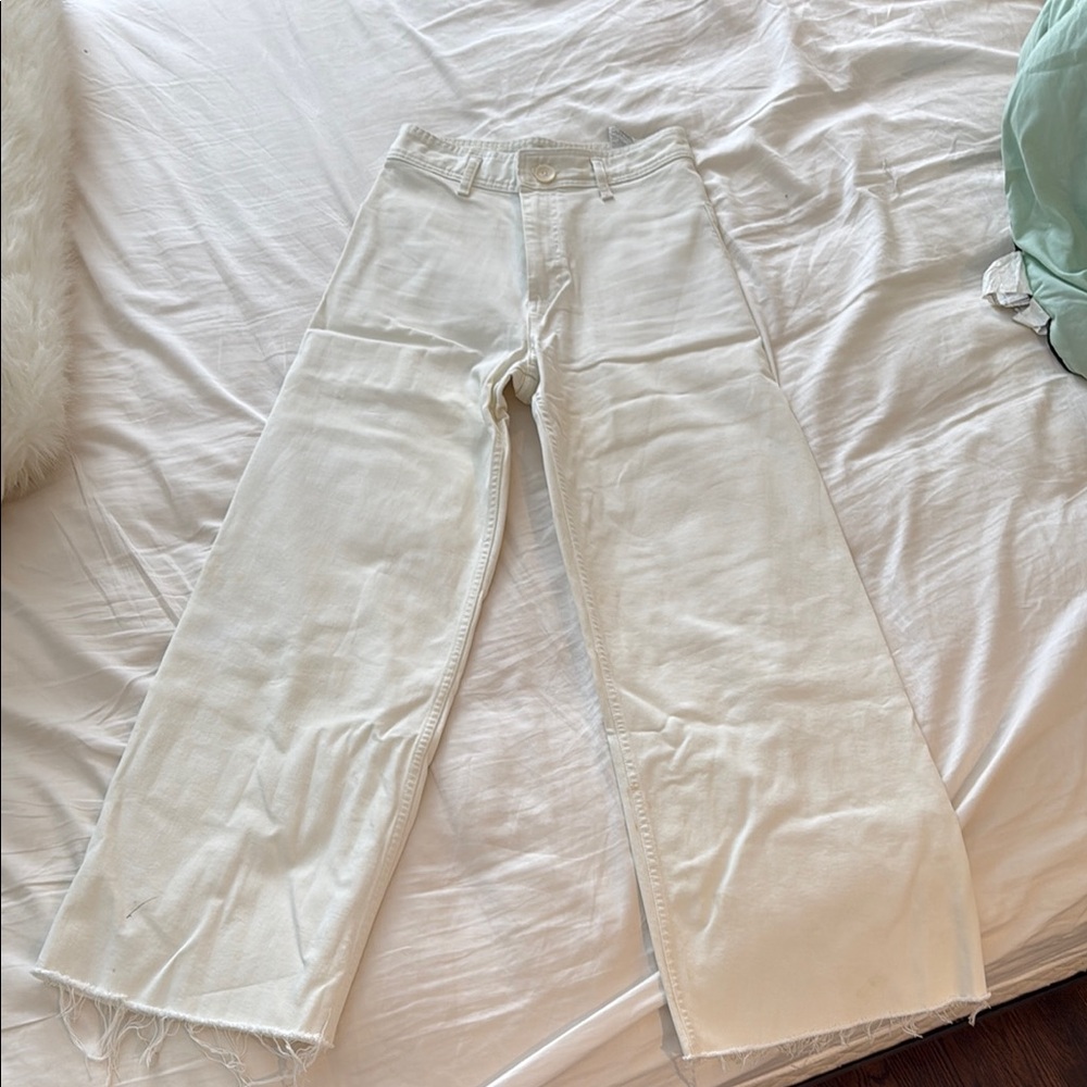 Zara Women's Straight Leg Jeans - Ivory
